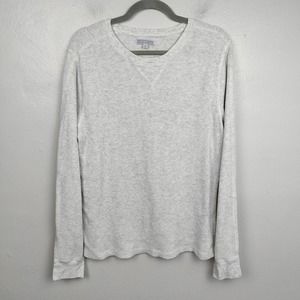 J Crew Wallace & Barnes Thermal Shirt Mens Medium Light Gray Heather Waffle Knit